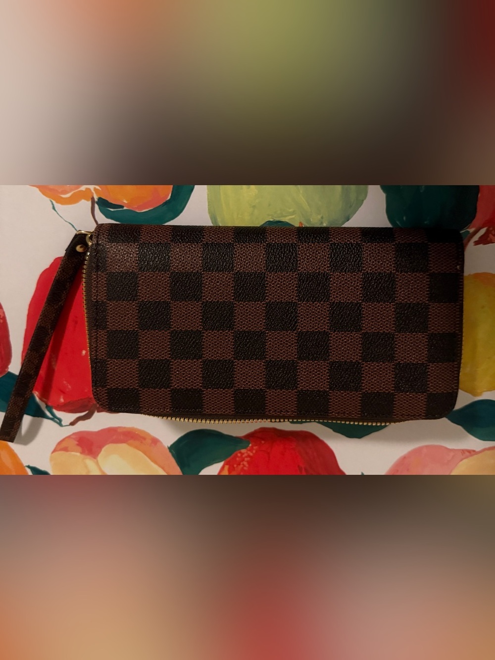 Checkerboard Pattern Brown Wallet - Women's Organizer Wallet Brand NWT